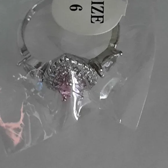 3ct Pink/White Water Drop CZ Ring 925 Silver - Picture 3 of 3